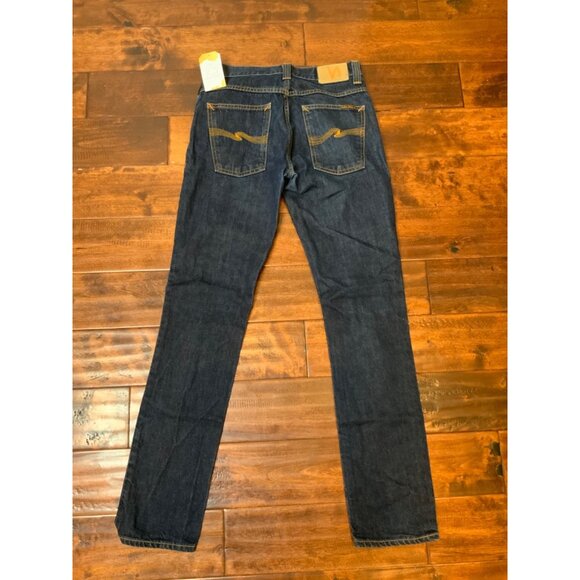 Nudie Jeans Men's Dark Wash Grim Tim Straight Blue Jeans Button Fly, Size 31 - Picture 5 of 6